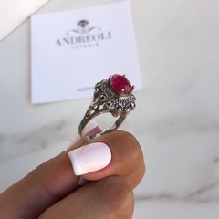 anillo con piedra raiz de rubi engarzada (cod an249) - tienda online