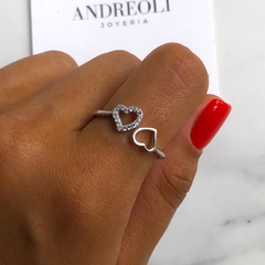 Anillo doble corazon regulable