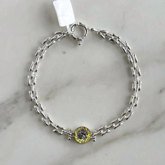 Pulsera tipo búlgari con cúbics de plata y oro (cod p269) - comprar online