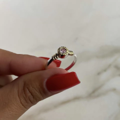 anillo bulgari con cubic rosa de plata y oro (cod an437) - comprar online
