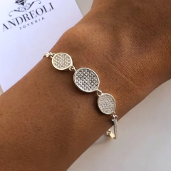 pulsera con centro circular con cubics (cod p071) - comprar online