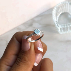 anillo medio sin fin con centro cubic celeste (cod an203) - comprar online