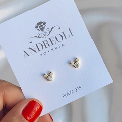Aros mickey con cubics engarzados de Plata Gold