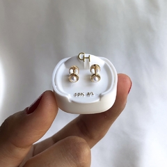 Abridores Perlita y borde Facetado de Oro 18k con tic laminado