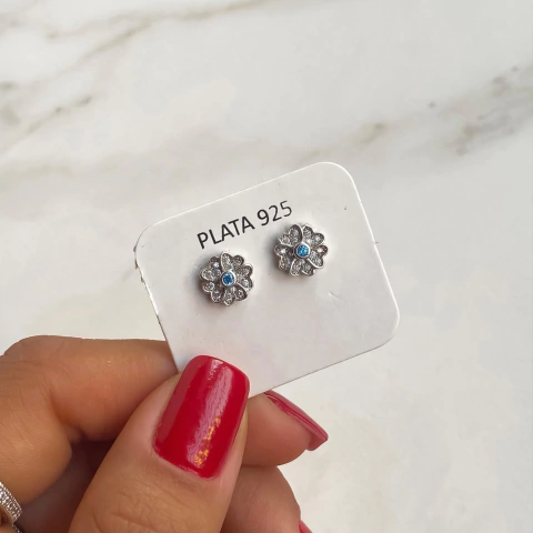 Aros Flor con Cubic Engarzados (cod ar370)