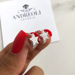 argollas con estrella y cubics diam 1.3cm (cod ar135) - comprar online