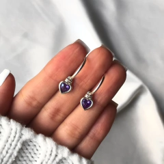 Argolla Dije Cubic Corazón Violeta 