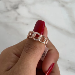 anillo cadena con cubics regulable de plata rose (cod an343) en internet