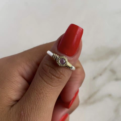 anillo bulgari con cubic rosa de plata y oro (cod an437) en internet