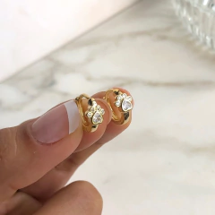 argollas con cubics huellita plata gold diam 1.3 (cod ar337) - comprar online