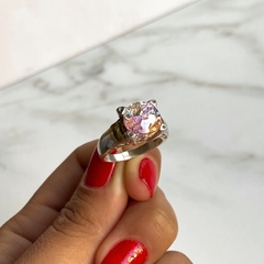anillo solitario plata y oro (cod AN326) - comprar online