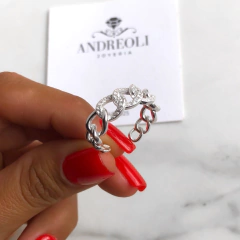 Anillo tipo cadena con cubics regulable (cod an235) - comprar online