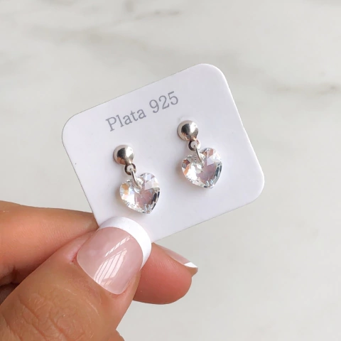 aros pasante cristal austriaco love cut (cod ar283)