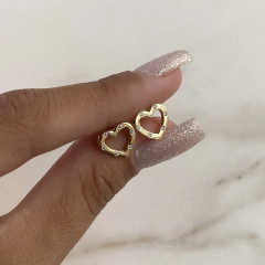 aros corazones calados con cubics de plata gold (cod ar500) - comprar online
