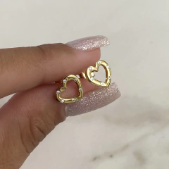 aros corazones calados con cubics de plata gold (cod ar500) en internet