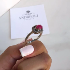 anillo con piedra raiz de rubi engarzada (cod an247) - ANDREOLI JOYERIA 