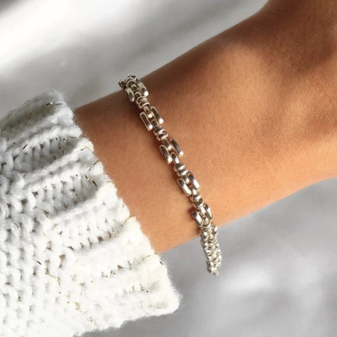 Pulsera Eslabón Tipo Panter con Cierre Marinero (cod p086)