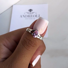 anillo compromiso centro cubic gota rosa (cod an258)