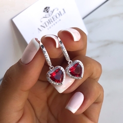 brizura con colgante cubic corazon rojo (ar107)