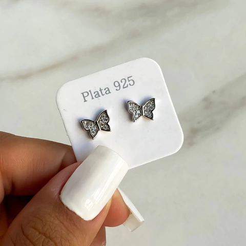 Aros pasante mariposa con cubics (cod ar491)