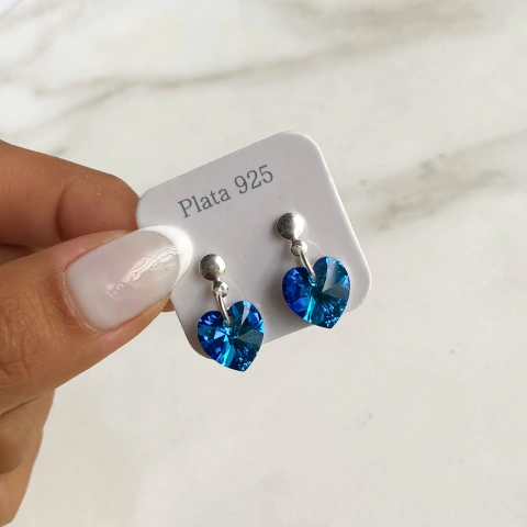 Aros Cristales De Austria (Sw) Corazon 10 Mm BERMUDA BLUE (Cod ar473)