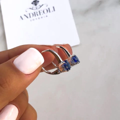 aros brizura cubic azul (cod ar110) - ANDREOLI JOYERIA 