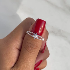 anillo flor con cubics (cod an353) - ANDREOLI JOYERIA 