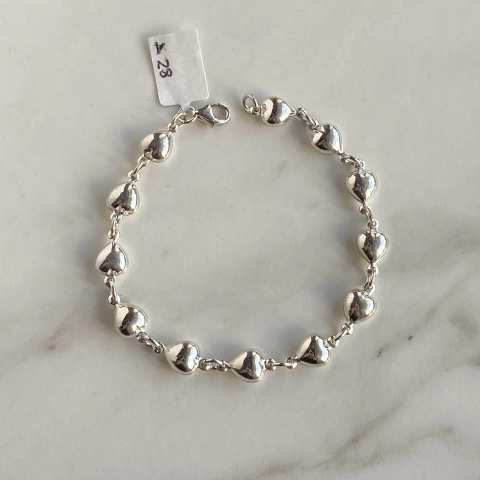 pulsera de eslabones corazon inflada (cod p173)