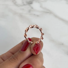 anillo cadena con cubics regulable de plata rose (cod an343) - ANDREOLI JOYERIA 