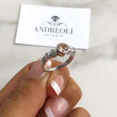 anillo centro cubic naranja pastel (cod an178) - comprar online