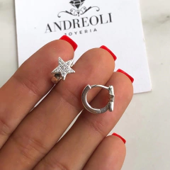 argollas con estrella y cubics diam 1.3cm (cod ar135) - ANDREOLI JOYERIA 