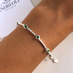 pulsera con cubics verdes y blancos (cod p058)
