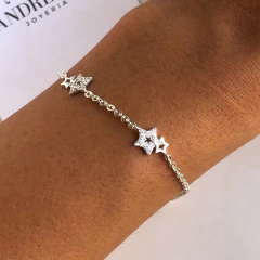 pulsera con estrellas y cubics (cod p045) - comprar online