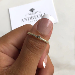 anillo con cubics y estrella plata gold (cod an159) - comprar online