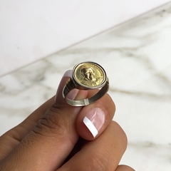 anillo papa francisco plata y oro (cod an267) - ANDREOLI JOYERIA 