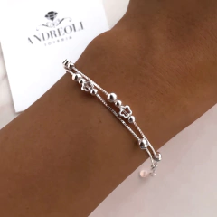pulsera doble con flores y bolitas (cod p012) - comprar online
