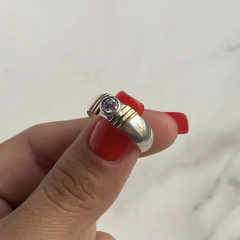 anillo centro cubic de plata y oro (cod an421) en internet