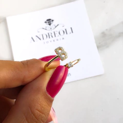 anillo inicial b con cubics regulable plata gold - comprar online