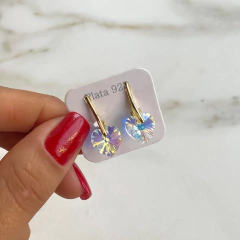 aros brizura con cirstal de austria corazon 10 mm aurora boreal (cod ar384) - comprar online