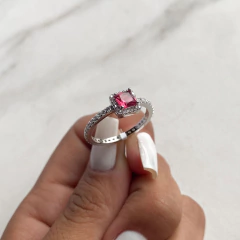 anillo sin fin centro cubic bordo (cod an410) - ANDREOLI JOYERIA 