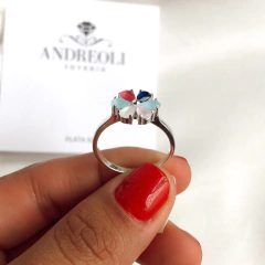 Anillo Flor multicolor cubics engarzados (cod an226) en internet