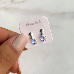 Aros Pasante Con Cristales De Austria Circular aurora boreal (cod ar356) - comprar online