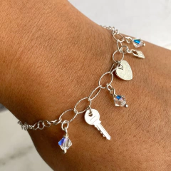 pulsera multidijes y cristales (cod p153) - tienda online