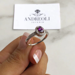 anillo con centro cubic violeta (cod an174) - comprar online