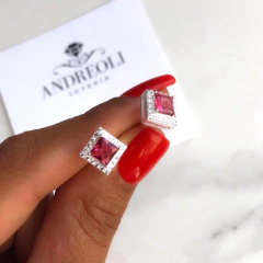 aros pasante rombo con cubics (cod ar179)