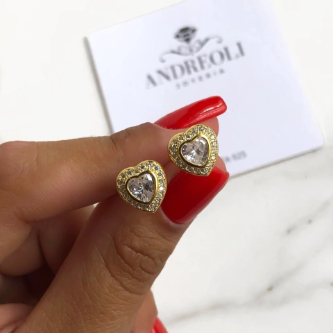aros corazones con cubics en plata gold (cod ar139)