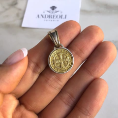 Medalla San benito plata y oro (cod di130)
