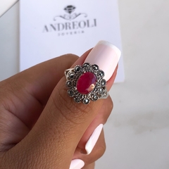 anillo con piedra raiz de rubi engarzada (cod an249) - comprar online