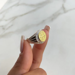 anillo san benito con oro (cod an386) - ANDREOLI JOYERIA 