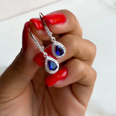 aros brizura con colgante gota y cubics (cod ar434)